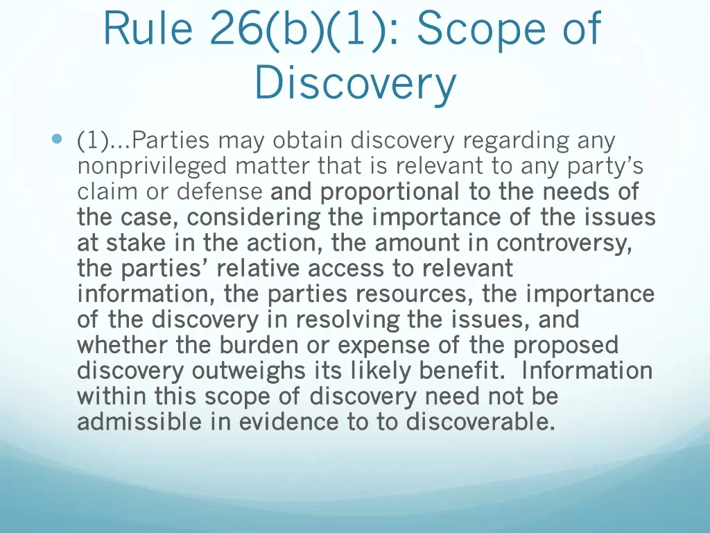 rule 26 b 1 scope of discovery
