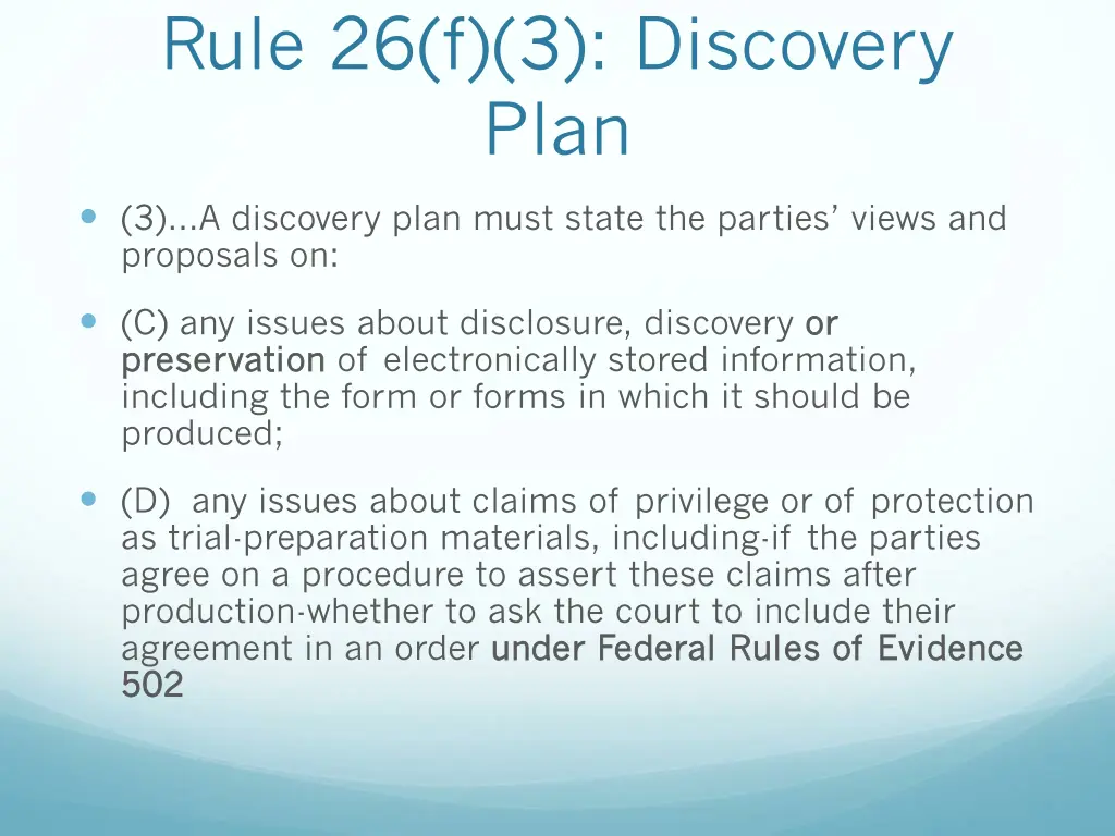 rule 26 f 3 discovery plan
