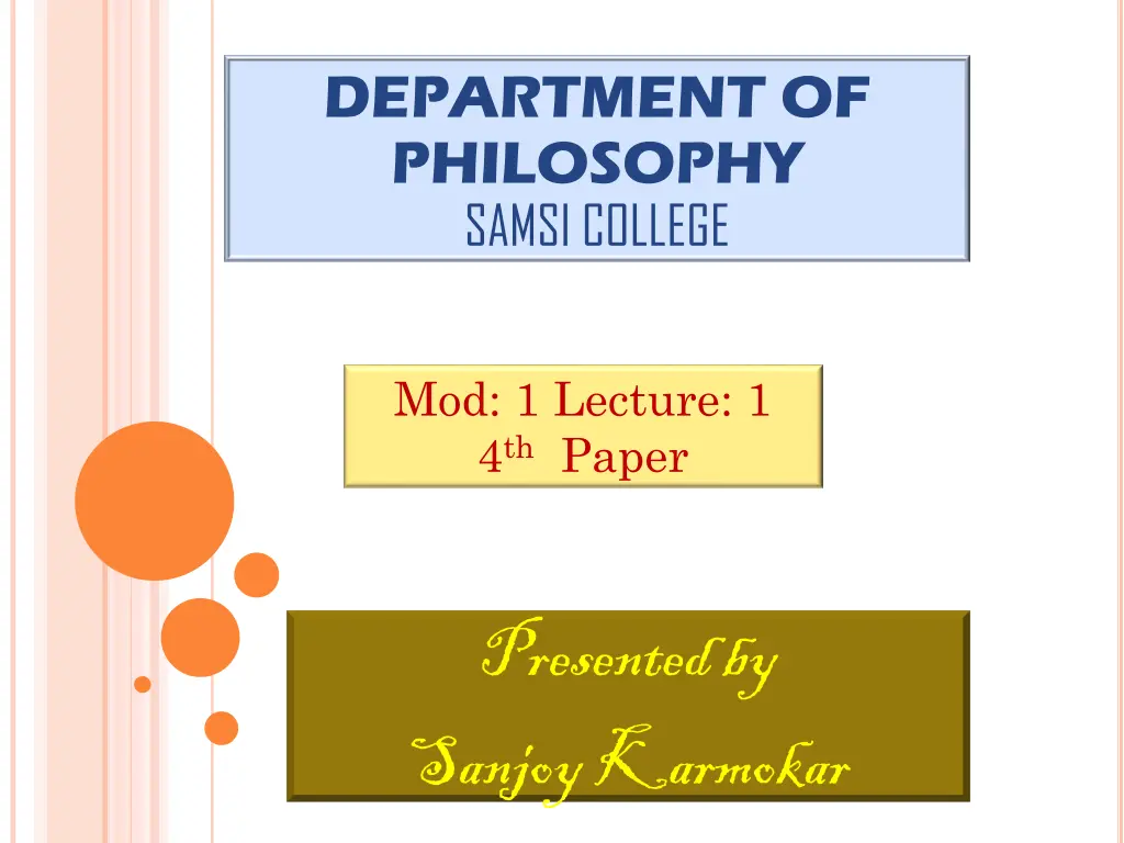department of philosophy samsi college
