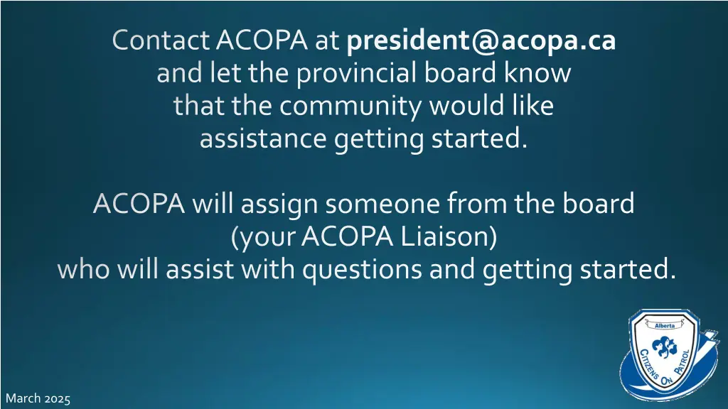 contact acopa at president@acopa