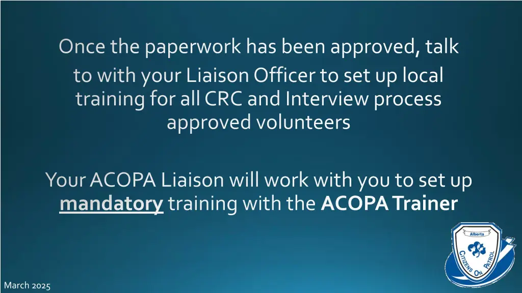 once the paperwork has been approved talk to with