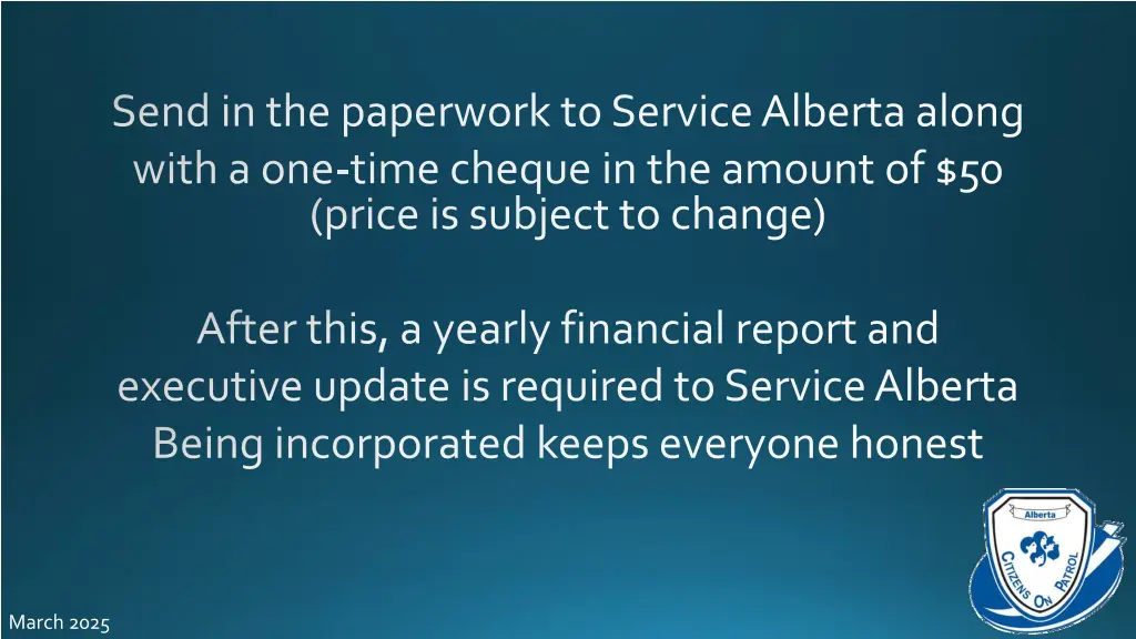 send in the paperwork to service alberta along