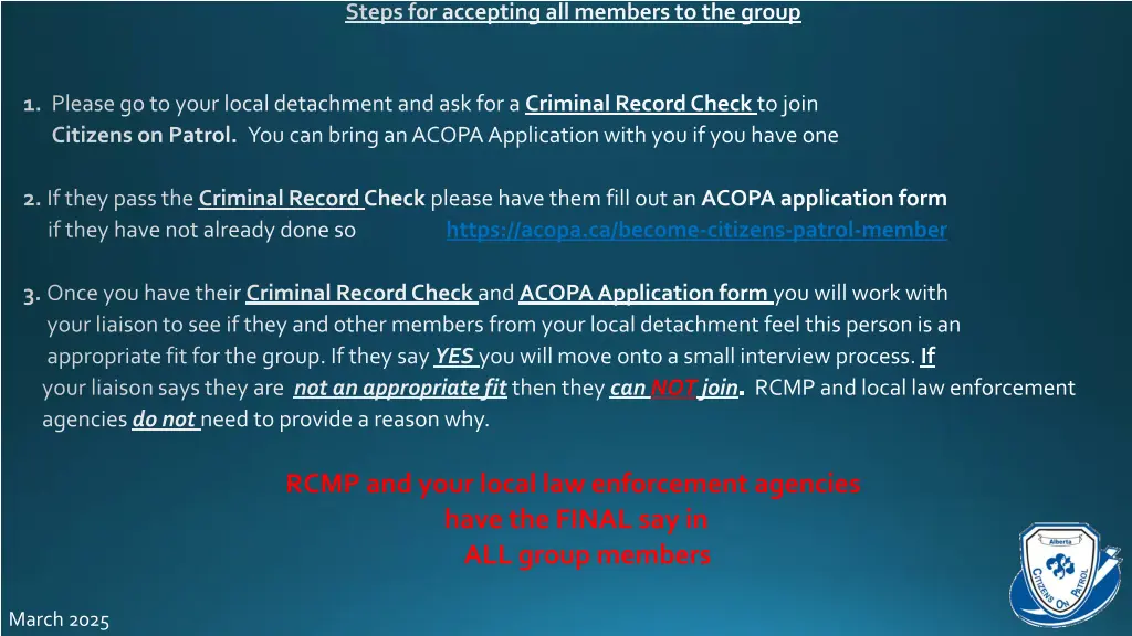 steps for accepting all members to the group