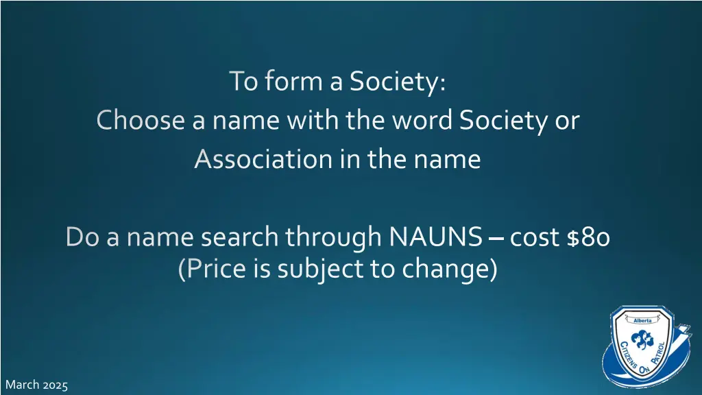 to form a society