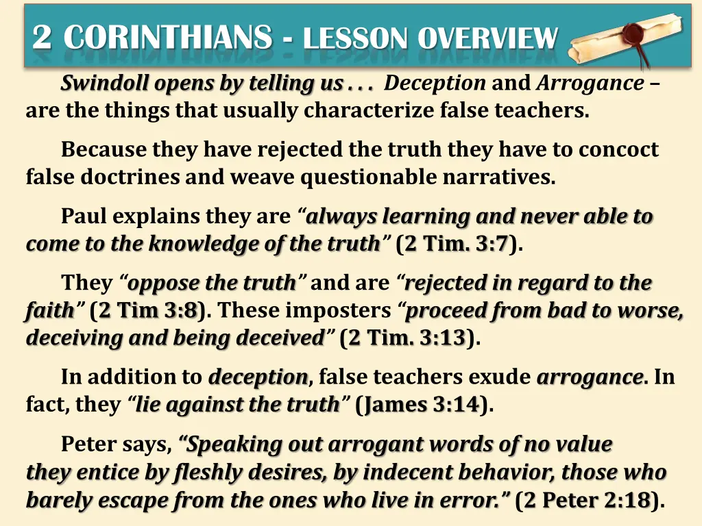2 corinthians lesson overview
