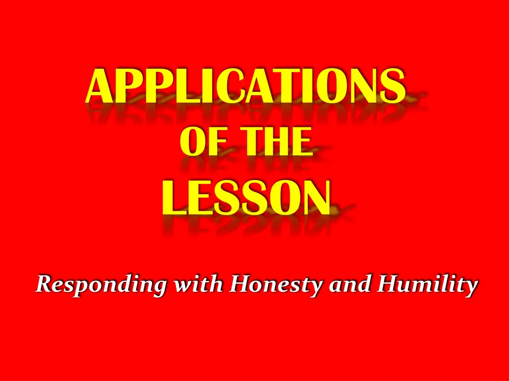 applications of the lesson