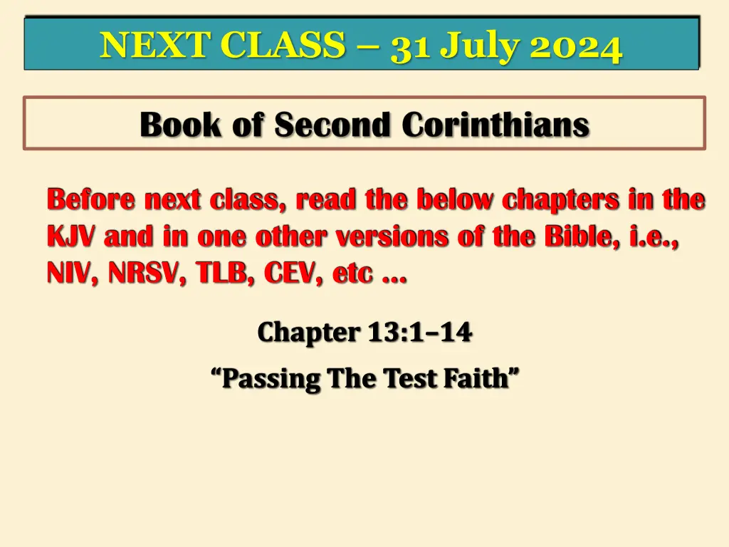 next class 31 july 2024