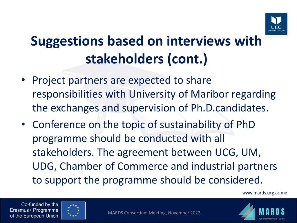 suggestions based on interviews with stakeholders 2