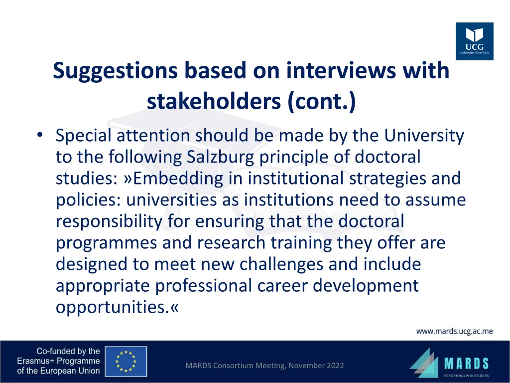 suggestions based on interviews with stakeholders 6