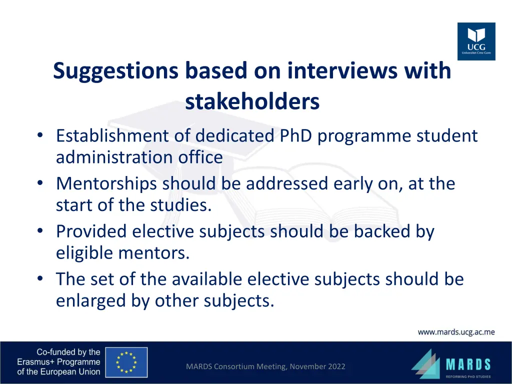 suggestions based on interviews with stakeholders