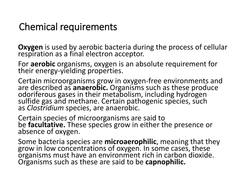 chemical requirements chemical requirements