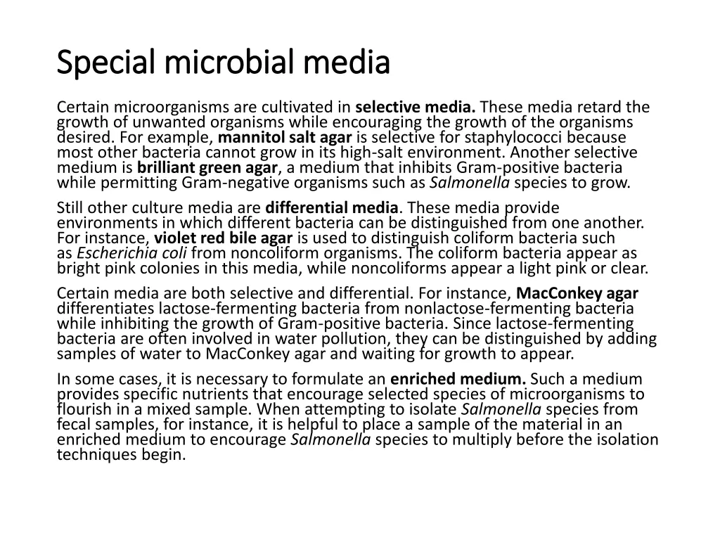 special microbial special microbial media
