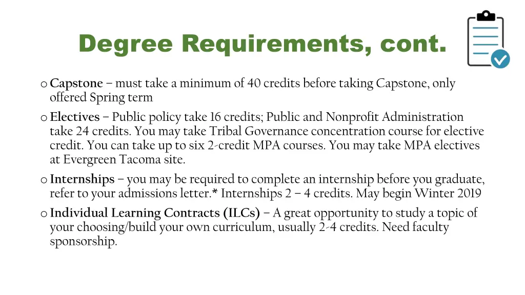 degree requirements cont