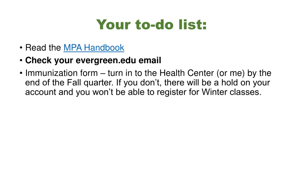 your to do list