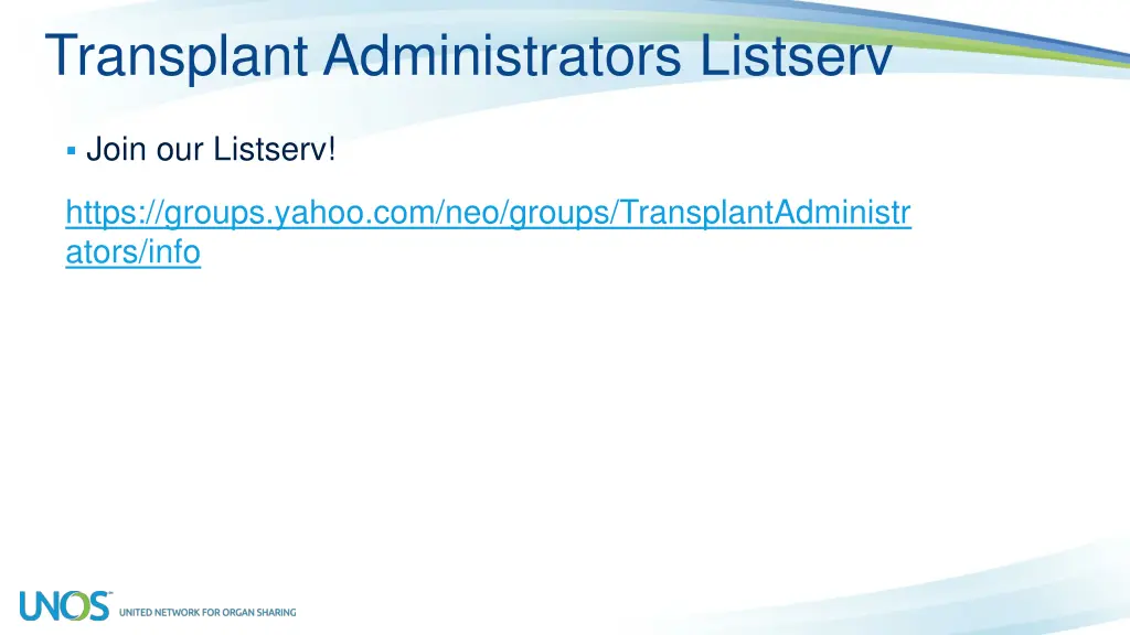 transplant administrators listserv