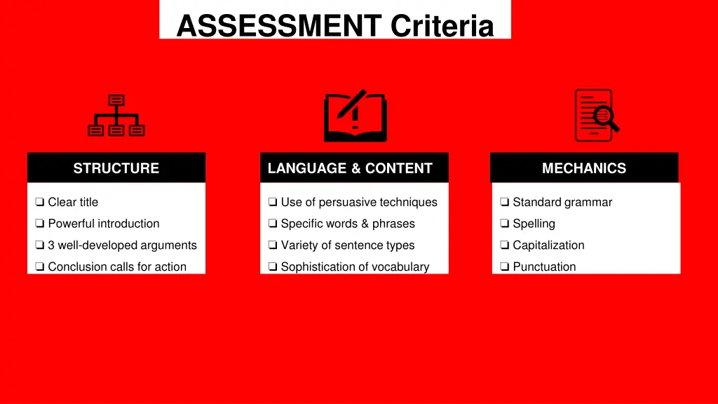 assessment criteria