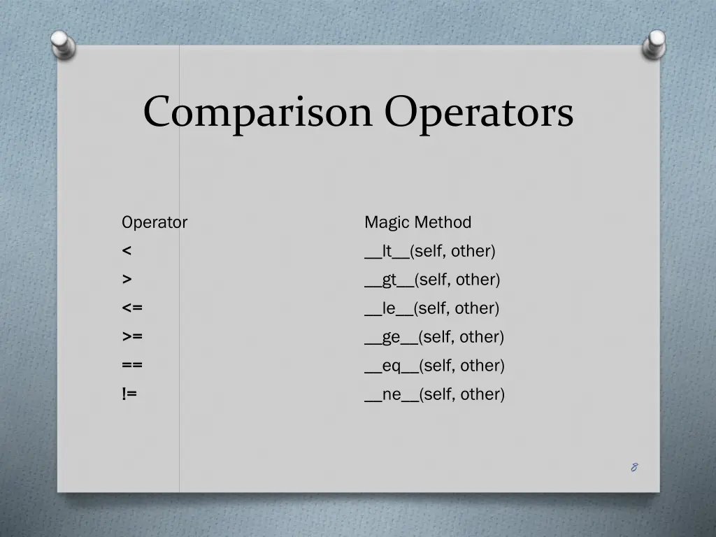 comparison operators