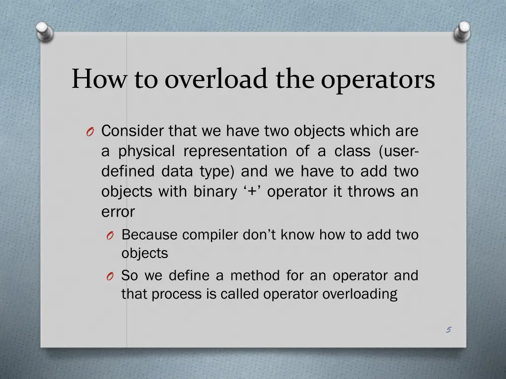 how to overload the operators