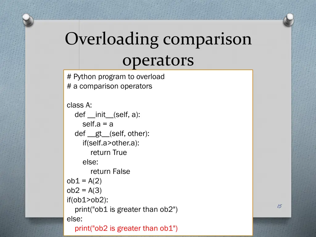 overloading comparison operators python program