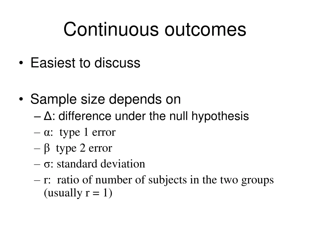 continuous outcomes