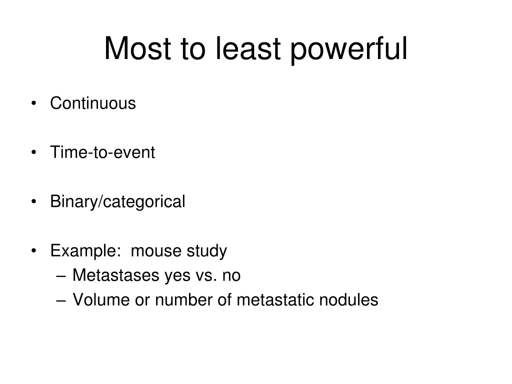 most to least powerful