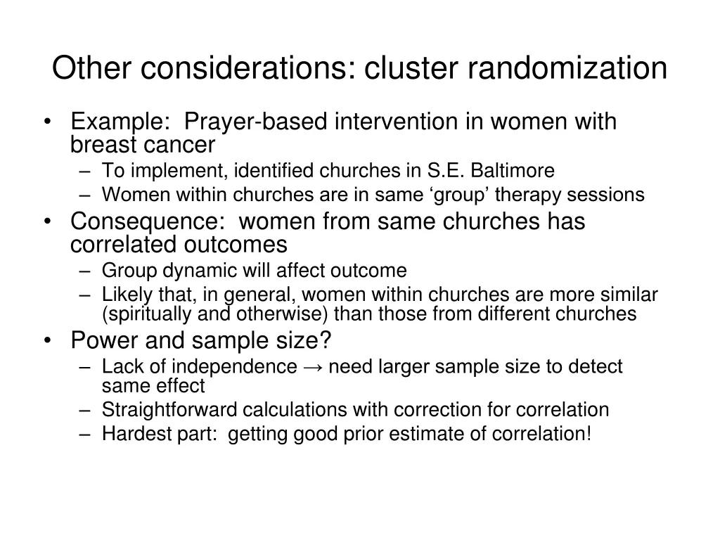 other considerations cluster randomization