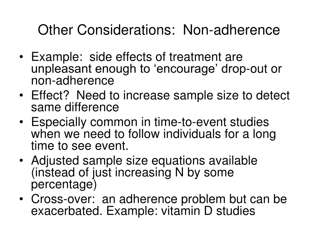 other considerations non adherence