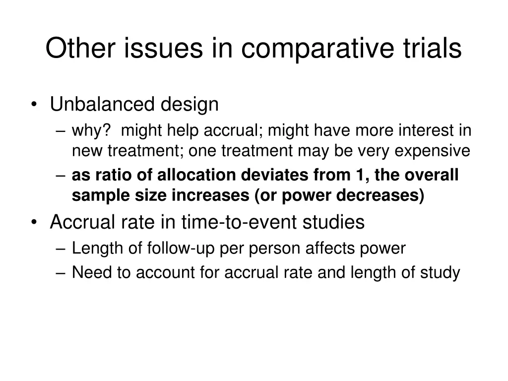 other issues in comparative trials