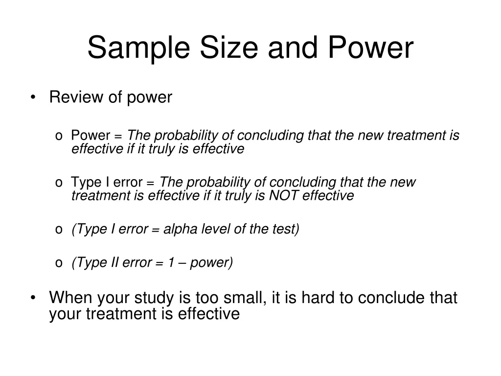sample size and power 2