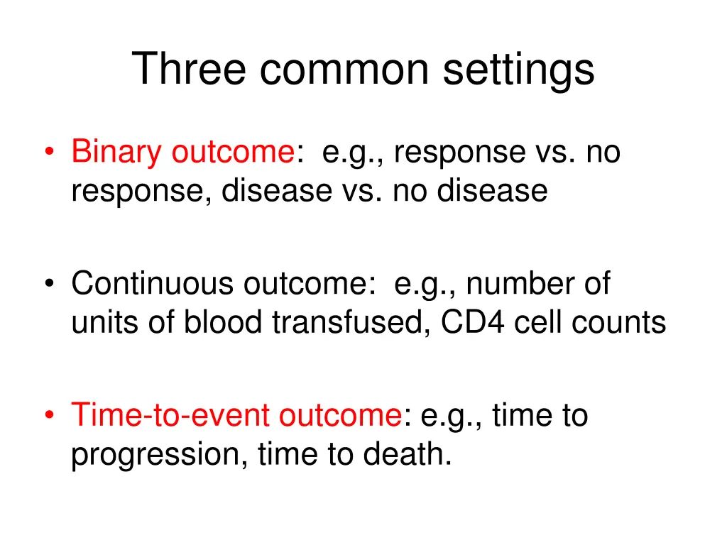 three common settings