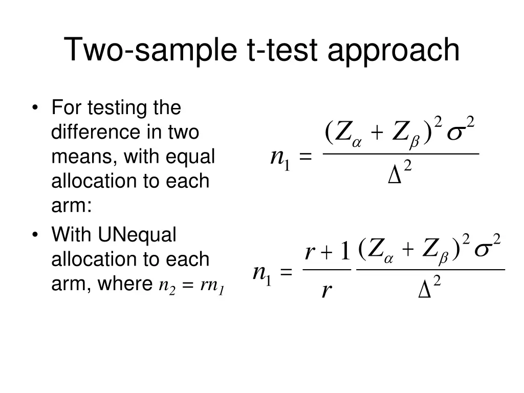 two sample t test approach 2