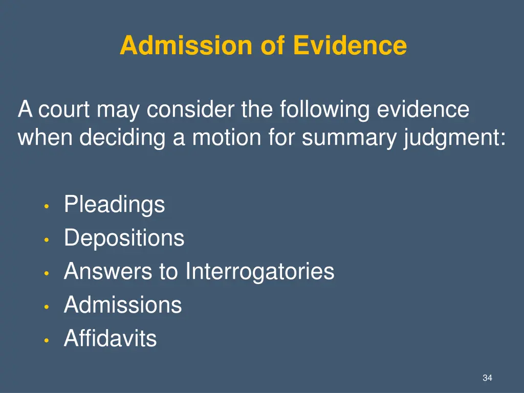 admission of evidence