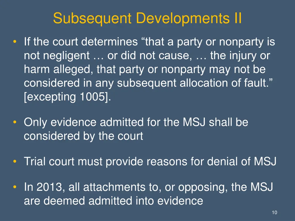 subsequent developments ii