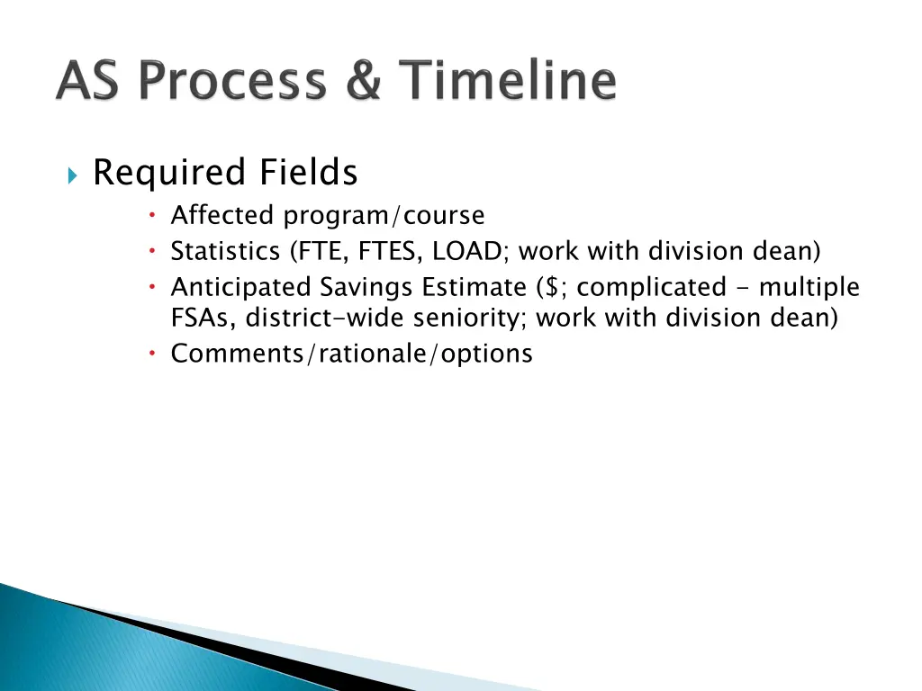 required fields affected program course