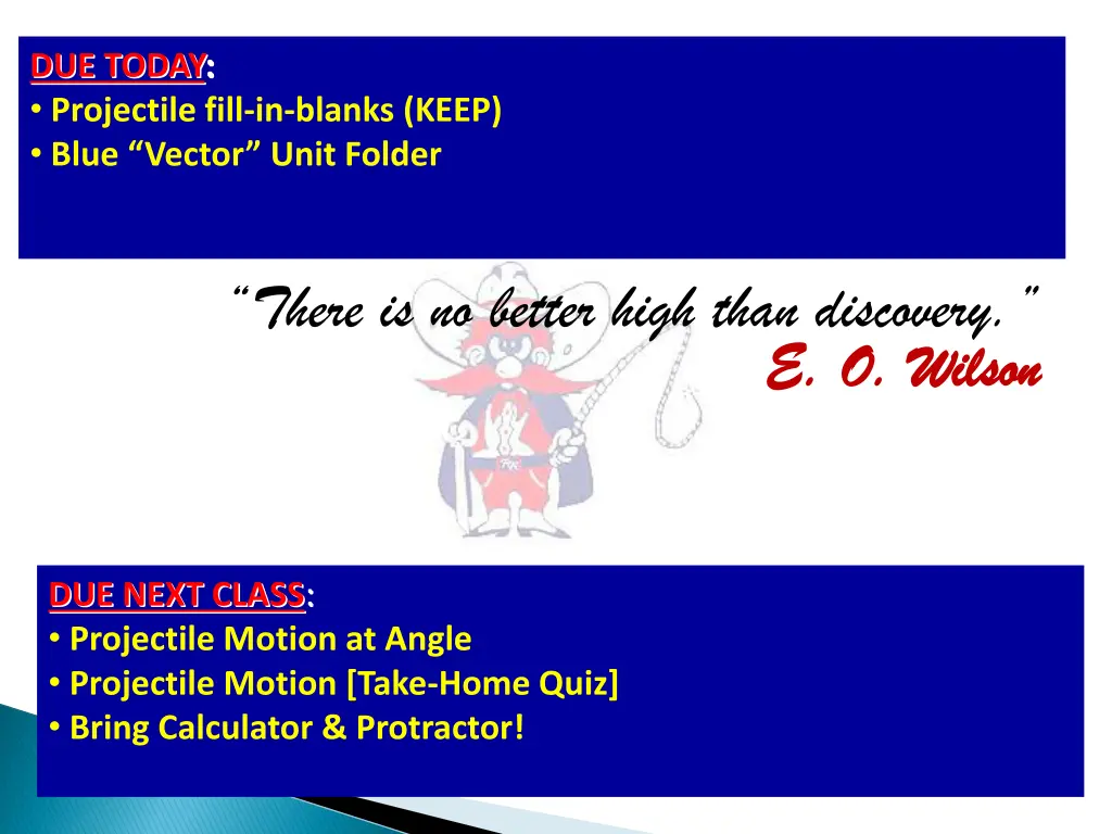 due today projectile fill in blanks keep blue