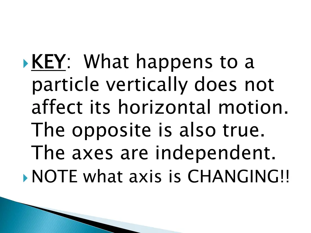 key particle vertically does not affect