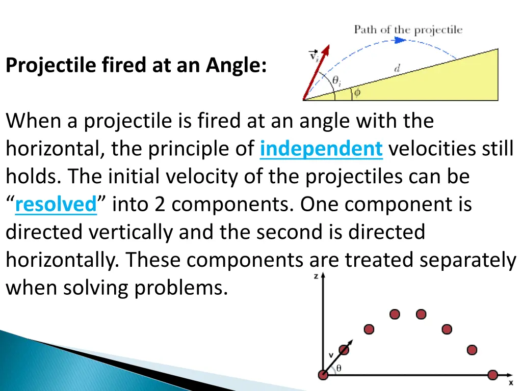 projectile fired at an angle