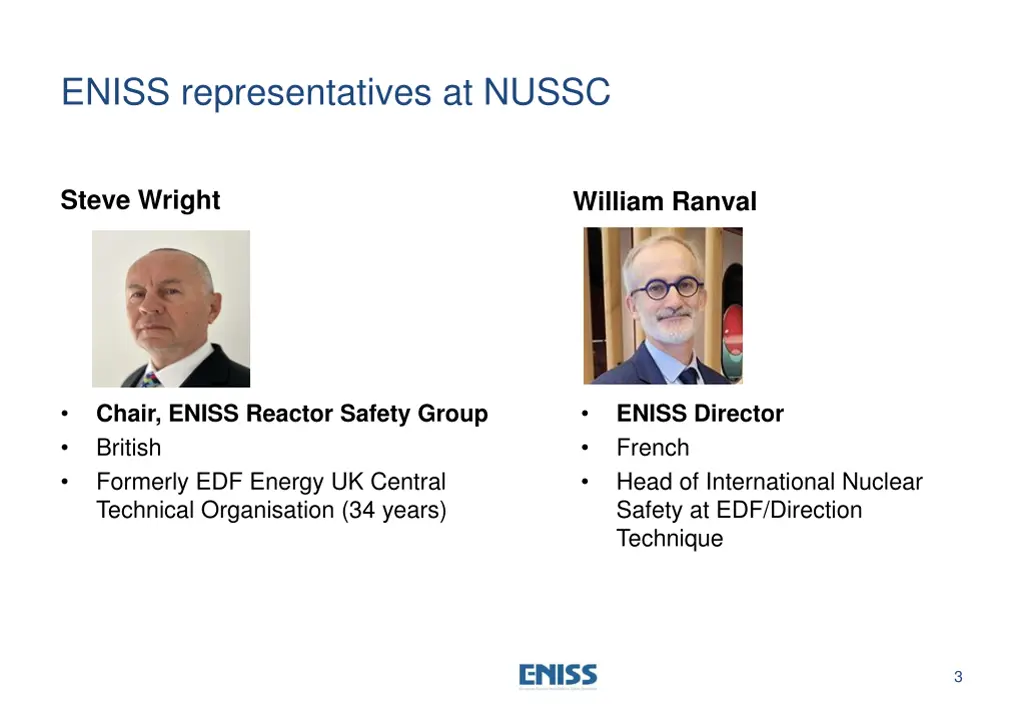 eniss representatives at nussc