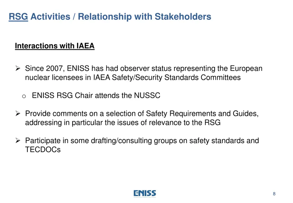 rsg activities relationship with stakeholders