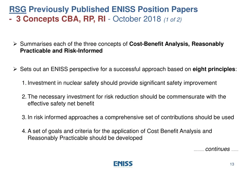rsg previously published eniss position papers 1