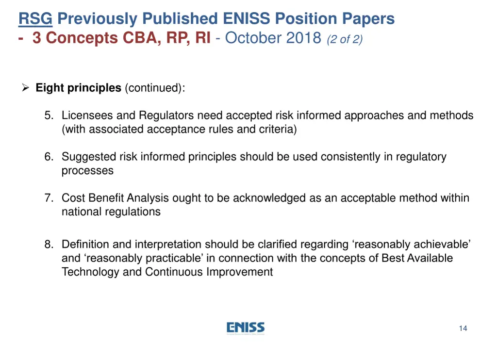 rsg previously published eniss position papers 2