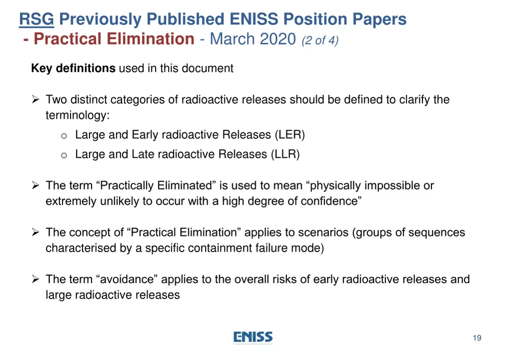 rsg previously published eniss position papers 7