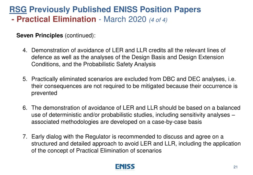 rsg previously published eniss position papers 9