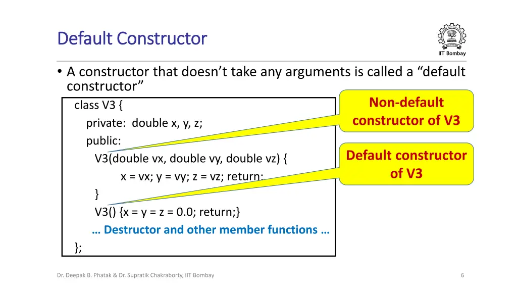 default constructor default constructor