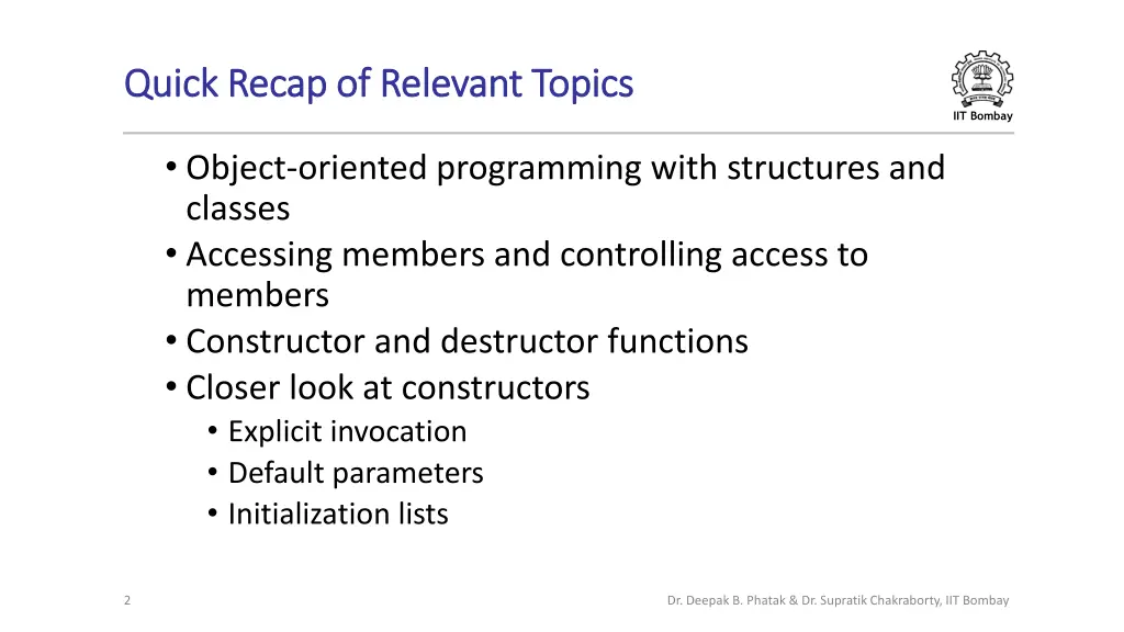 quick recap of relevant topics quick recap