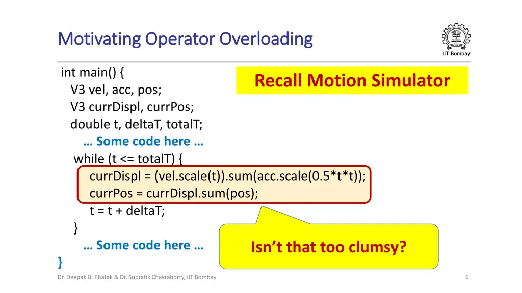 motivating operator overloading motivating 1