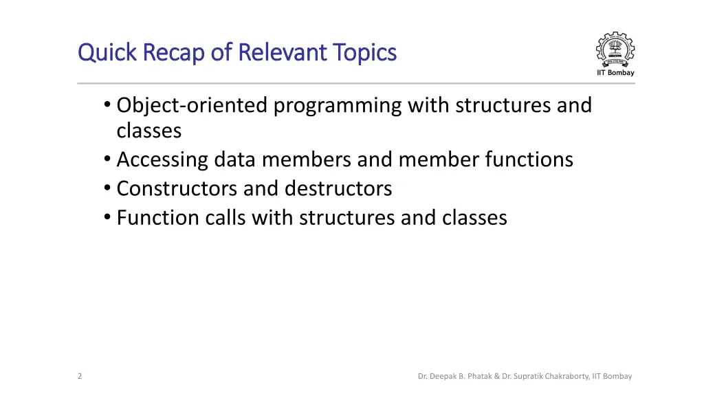 quick recap of relevant topics quick recap