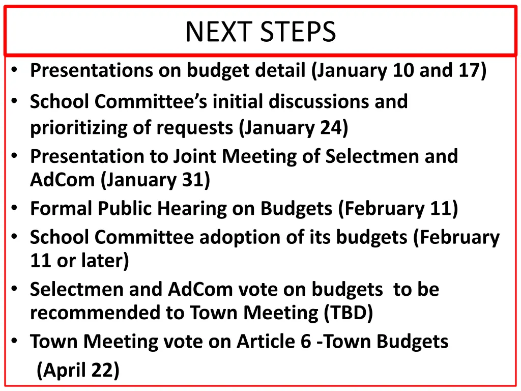 next steps