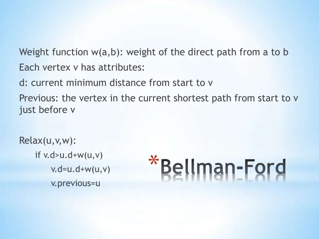weight function w a b weight of the direct path