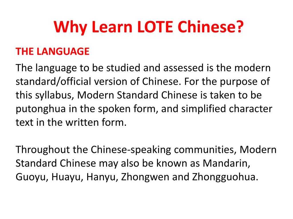 why learn lote chinese